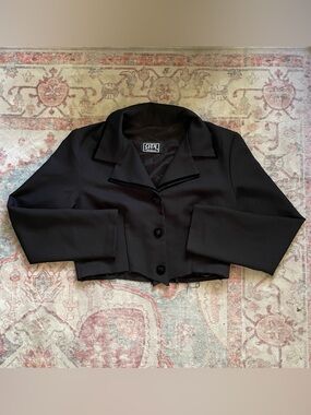Black Cropped Women's Blazer Jacket